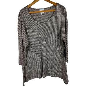 Sunday Gray Striped Knit Top XL